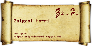 Zsigrai Harri névjegykártya